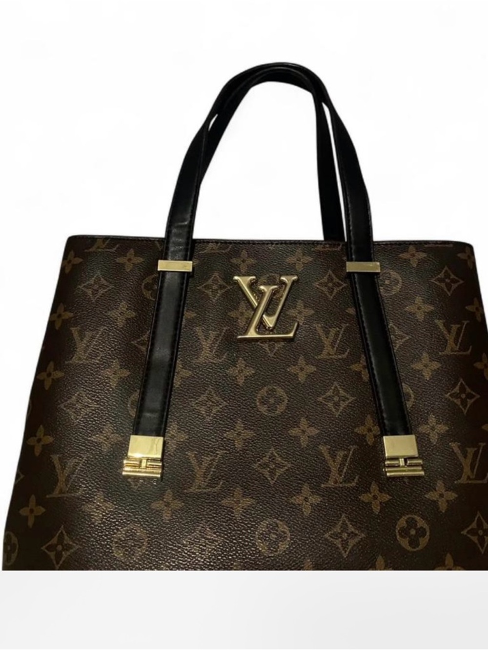 ‼️WOW‼️LV Luxury Monogram Canvas Tote with Black Trim and Gold Accent - Picture 2 of 9